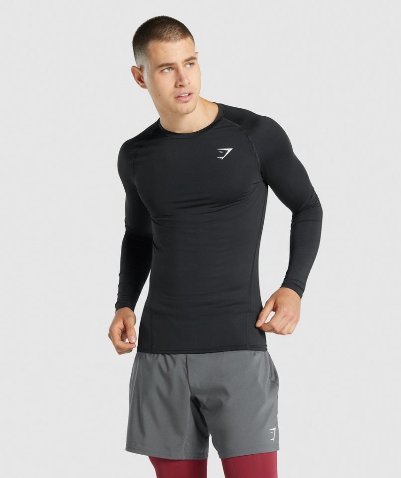 Koszulki Gymshark Element Baselayer Long Sleeve Męskie Czarne | PL 935EAN